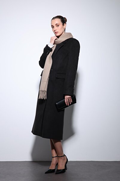 Antioch Black Wool Blend Double-Breasted Women's Coat