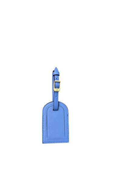 Seyahataksesuar Navy Blue Leather Luggage Tag