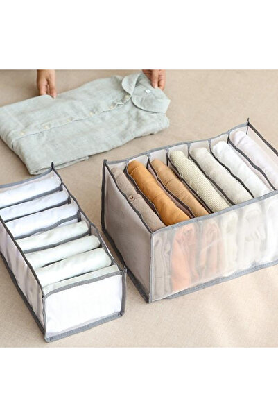 MaffStuff Gray Clothes and Underwear Storage Box 36x22.5x20 cm – 9 PVC Compartments with Textile Mesh