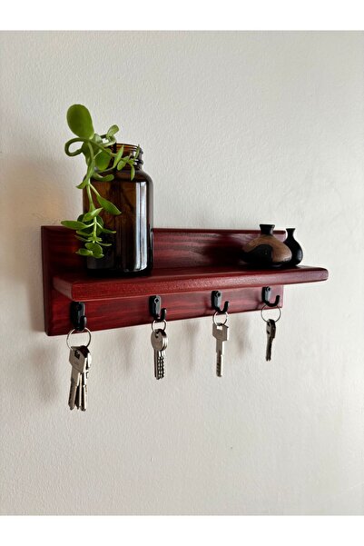 Marghe Ahşap Raf & Anahtar Askılığı – Pinterest Design, Duvara Monte, 4 Kanca...
