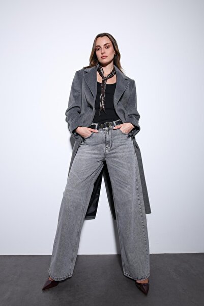 Antioch Anthracite Wool Blend Double-Breasted Women's Coat