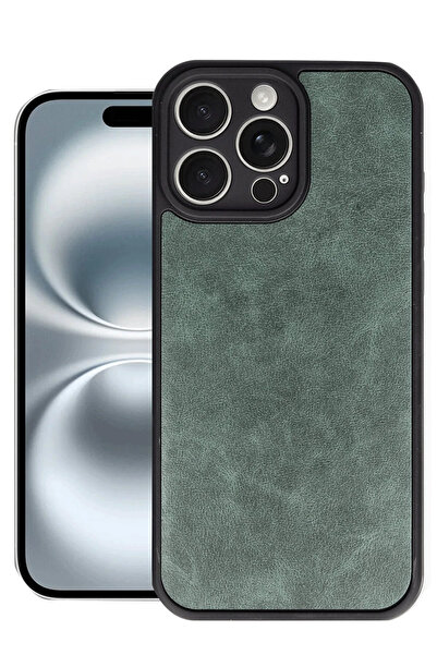 NewFace غطاء جلدي لهاتف آيفون 16 برو ماكس من تيك إم آر تي - (202047) أخضر داكن