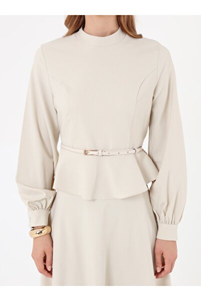 Refka Flared Shirt & Skirt Set with Belt Detail - Gold Color -