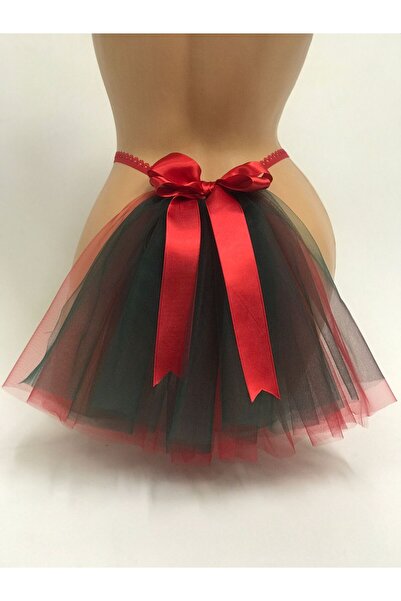 NSMLİFE New Year, Christmas, Green Velvet Thong Model with Tulle Bow Detail on the Back