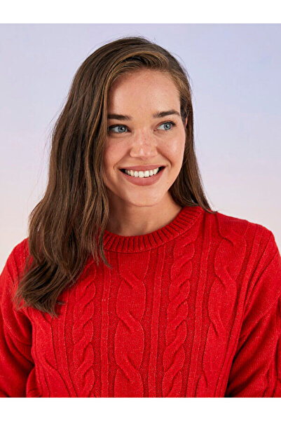 LC Waikiki Crew Neck Self Patterned Long Sleeve Maternity Knitwear Sweater