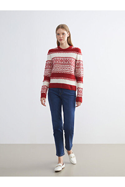 LC Waikiki Crew Neck Patterned Women's Knitwear Sweater