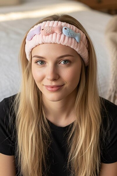 TAKIŞTIR Pink Color Fish Figured Plush Hair Band
