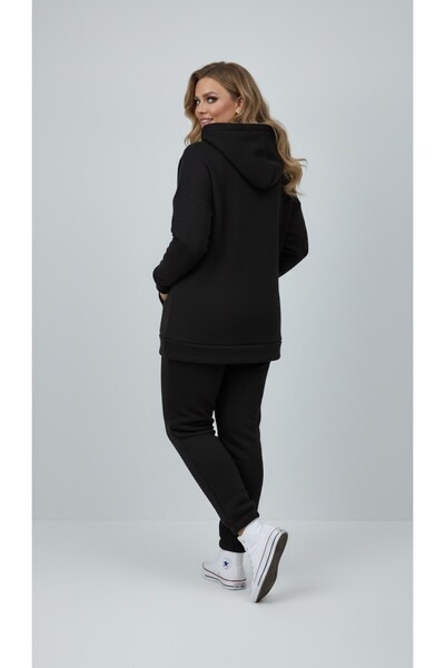 Koza Butik Women's Plus Size Long Sleeve Three Thread Sh Fleece-Lined Rubber Leggings Tracksuit Set 8230