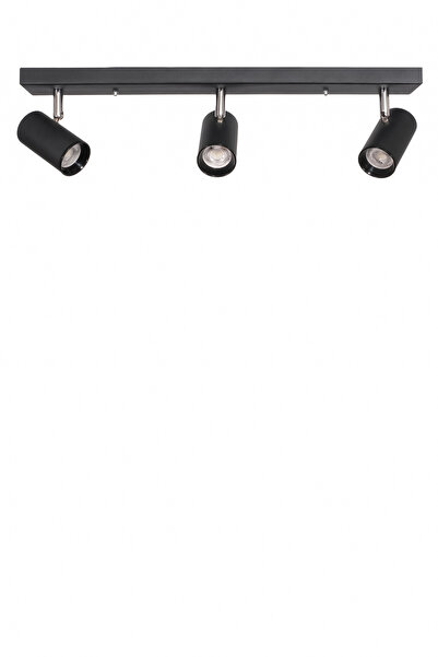 Turanconcept Spot Avize 360 Derece Dönebilen Modern Pratik Başlıklı Sıralı 3'lü Siyah Avize (BEYAZ IŞIK)