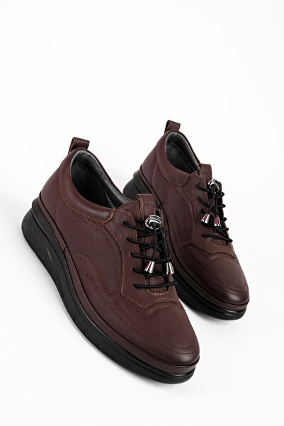 Lal Shoes & Bags Satre Women's Genuine Leather Stitching Detailed Rubber Laced Thick Soled Casual Shoes 4273