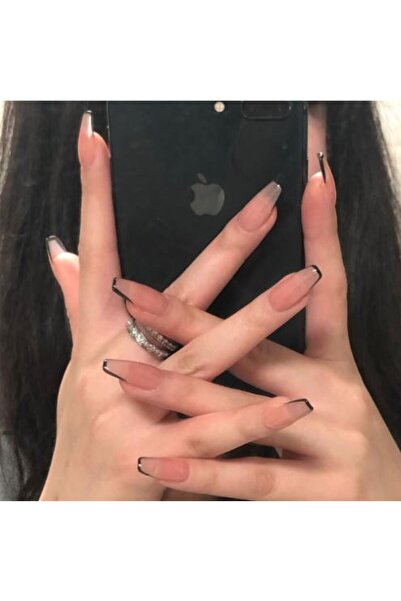 COOYA French Tip Press On Nails,24 PCS False Nails,Acrylic Fake Nails Reusable Full Cover Artificial Nails