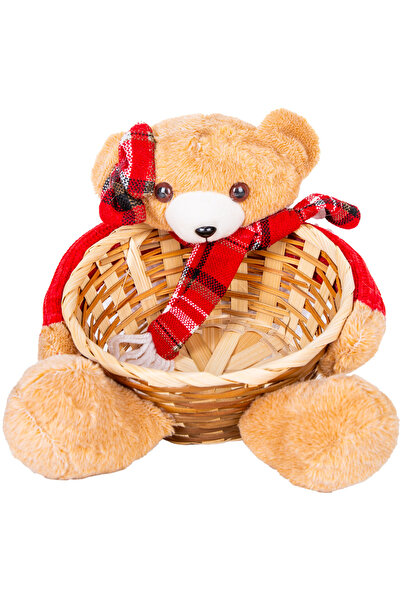 Herdekora Yılbaşı Süsü, Sepet, Ayıcıklı, Kahverengi - 21x14 cm