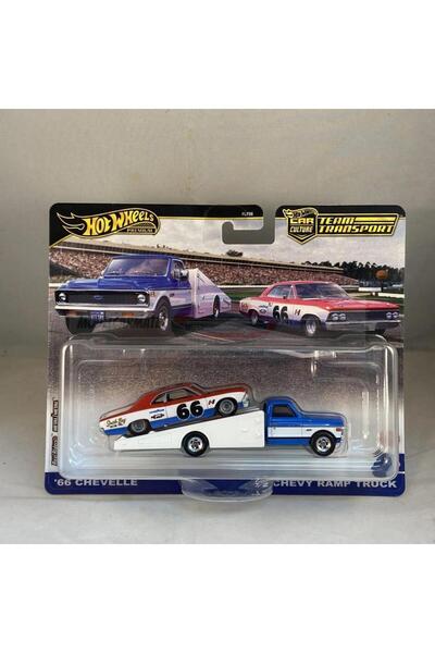 HOT WHEELS Premium Team Transport 66 Chevelle with '72 Chevy Ramp Truck 1/64 Model Araba