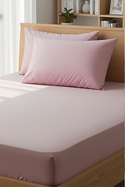Rivaİstanbul Powder Pink Cotton Double Elastic Sheet 160X200
