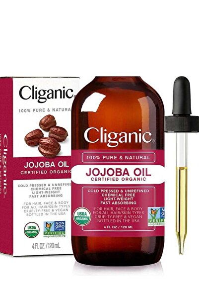 Cliganic زيت الجوجوبا العضوي الطبيعي النقي 100% للشعر والوجه والجسم 120 مل