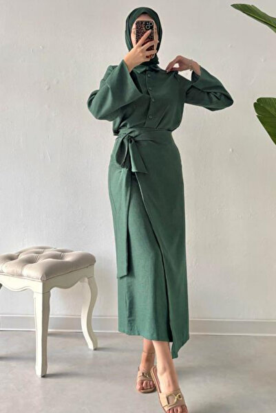 Tesettür Diyarı Side Tie Detailed Skirt Shirt Suit