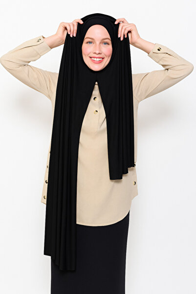 moda nokta Hazır Pratik Geçmeli Lüks Organik Düz Penye Şal Eşit Hizalı siyah