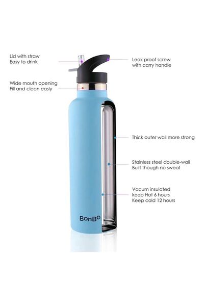 BONBON - Stainless Steel Water Bottle - Light Blue - 750ml
