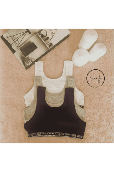 Koza soft Sandy 3-Pack Cotton Flexible Padless Bustier Thick Strap First Children's Bra