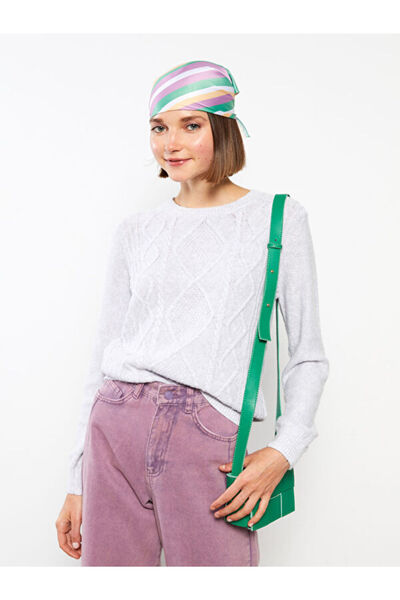 LC Waikiki Crew Neck Self Patterned Long Sleeve Women's Knitwear Sweater