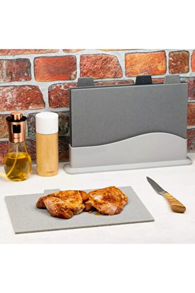 Kinghoff Set 4 placi pentru tăiat din plastic , cu suport, 300 x 225 x 50 mm,