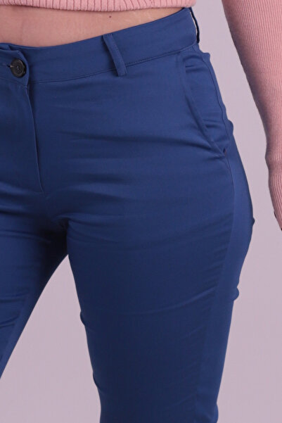 armonika Women's Blue Pocket Fabric Trousers Arm-26K136080