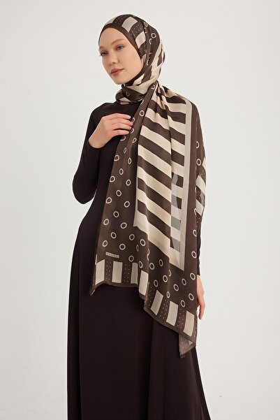 ipekistanbul Şal Janjan cu model Aurora - Geometrie ritmică - Maro