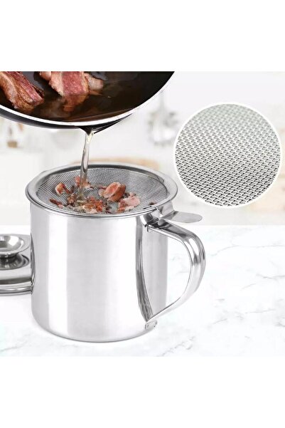 Kinghoff Oil strainer container, with lid and filter sieve, steel, 1.2 liters,