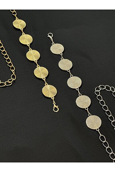 Fiori Chain Gold Silver Detailed Women's Waist Chain Waist Belt, Dress Belt, Skirt Belt, Trouser Belt