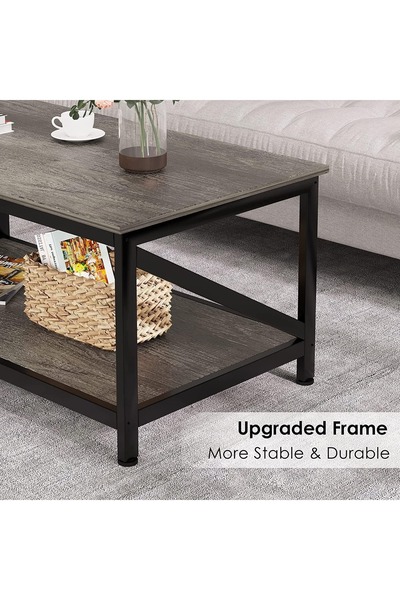 Roam shop Coffee Table with Storage Shelft and 2 Tier Storage Shelf, Wooden FurnitureModern Design 100x55cm