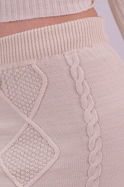 armonika Γυναικεία Πλεκτή Φούστα με Πέτρινο Μοτίβο Μπακλαβά ARM-26K136077