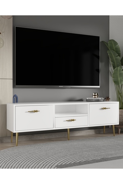 DEMONTE DECOR 1325DROPDD-32 TV SEHPASI BEYAZ-ALTIN