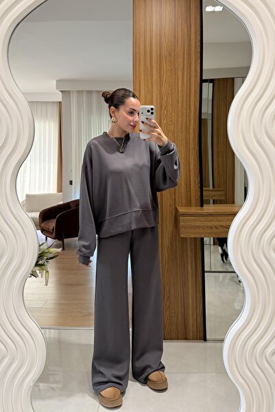 BayBayan Women's Modal Long Sleeve High Waist Loose Leg Tracksuit Set