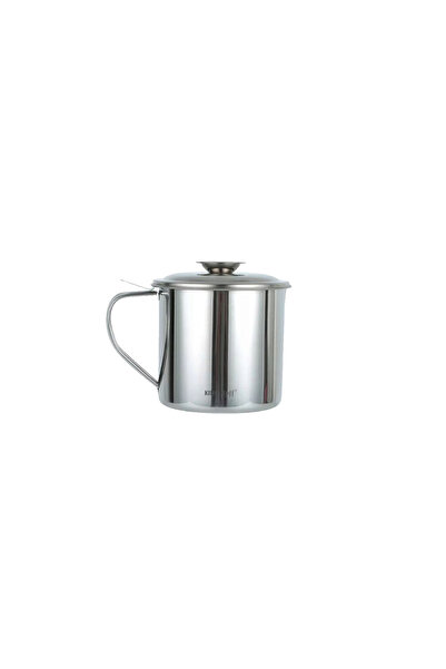 Kinghoff Oil strainer container, with lid and filter sieve, steel, 1.2 liters,