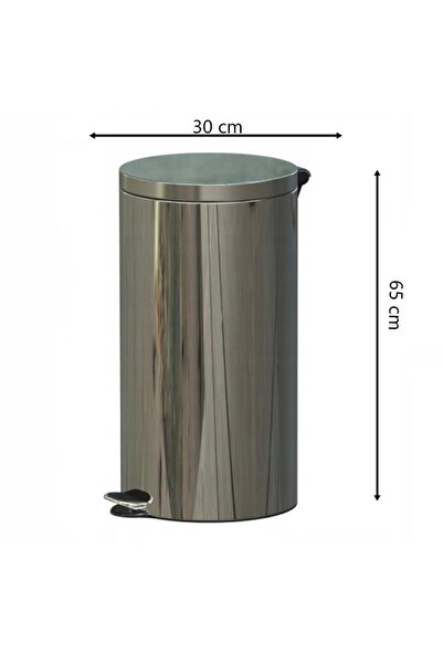 Powerx Pedal bin, stainless steel, capacity 30 liters, 92 x 65 x 30 cm, silver, glossy, Pow