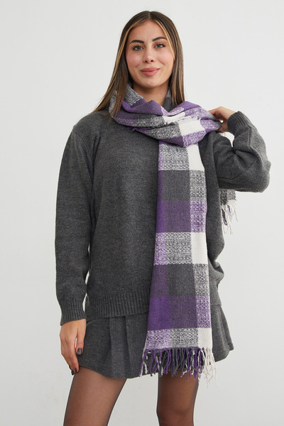 Fulla Moda Plaid Patterned Soft Textured Shawl