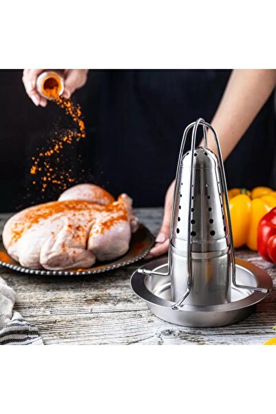 Kinghoff Vertical rack for cooking whole chicken in the oven, with container for spices, stainless steel, King Hof