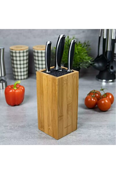 Kinghoff Knife holder, made of bamboo, 10.5x10.5x23 cm,