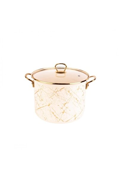 goldmann enameled pot with glass lid, 22 x 18 cm, 6 L, induction compatible, cream