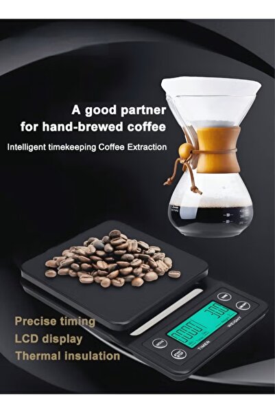 Generic Electronic Weighing Coffee Scale Black 19.5 x 13.5 x 3cm