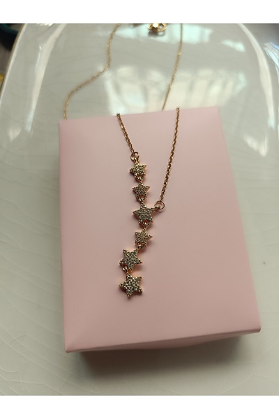 Kudi Kayan yıldız modeli Gold renk çelik Kolye