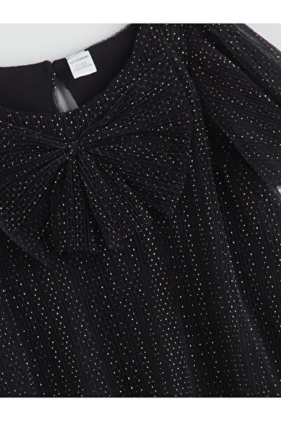 LC Waikiki Φόρεμα για κορίτσια με λεπτομέρεια με κορδέλα με λαιμόκοψη LCW Kids