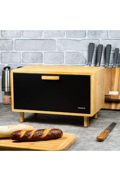 Klausberg Bread box, made of bamboo, with legs, brown with black,