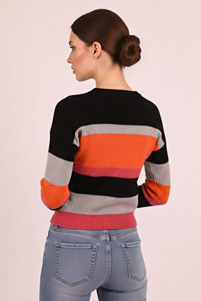 armonika Women's Fuchsia Crew Neck Colorful Knitwear Sweater Arm-26K136057