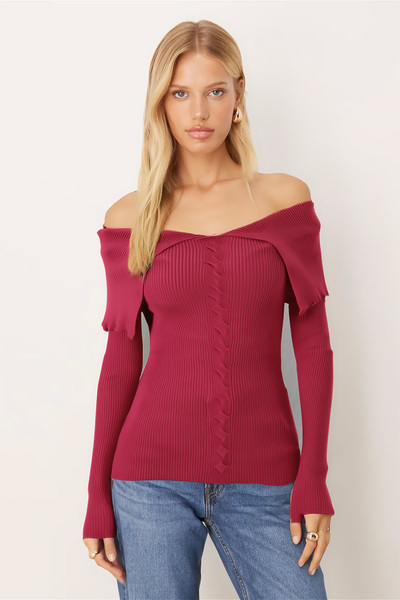 armonika Women's Pink Madonna Collar Knitwear Sweater Arm-26K136068