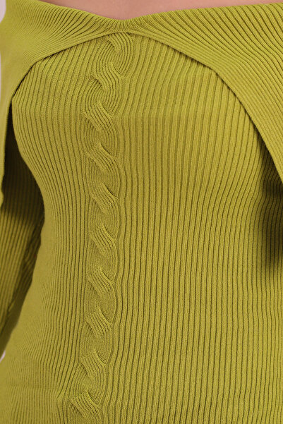 armonika Women's Light Green Madonna Collar Knitwear Sweater Arm-26K136068