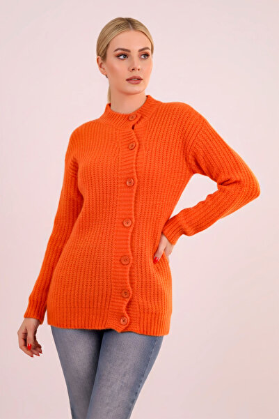 armonika Women's Orange Side Button Detailed Knitwear Cardigan Arm-26K136030