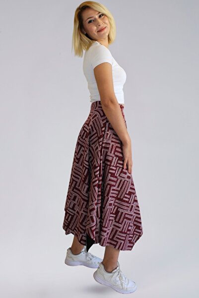 MAKSEN TEKSTİL Seasonal Bohemian Skirt - Seasonal Ecrin Fabric Asymmetric Star Model Women's Skirt