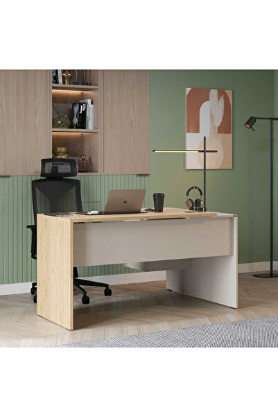 Adore Mobilya Madrid 3 Çekmeceli L Çalışma Masası - Florida Meşe/Vizon 140x75...