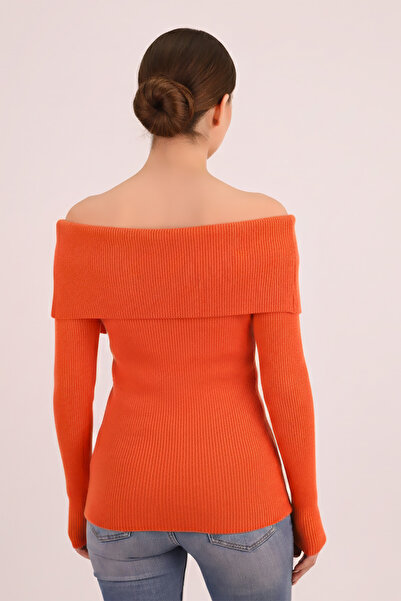 armonika Women's Orange Madonna Collar Knitwear Sweater Arm-26K136068